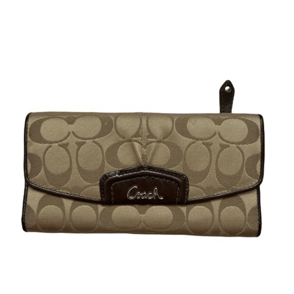 Coach Ashley brown gold checkbook wallet